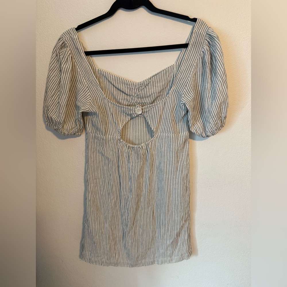 Striped Puff Sleeve Short Dress Volcom XS